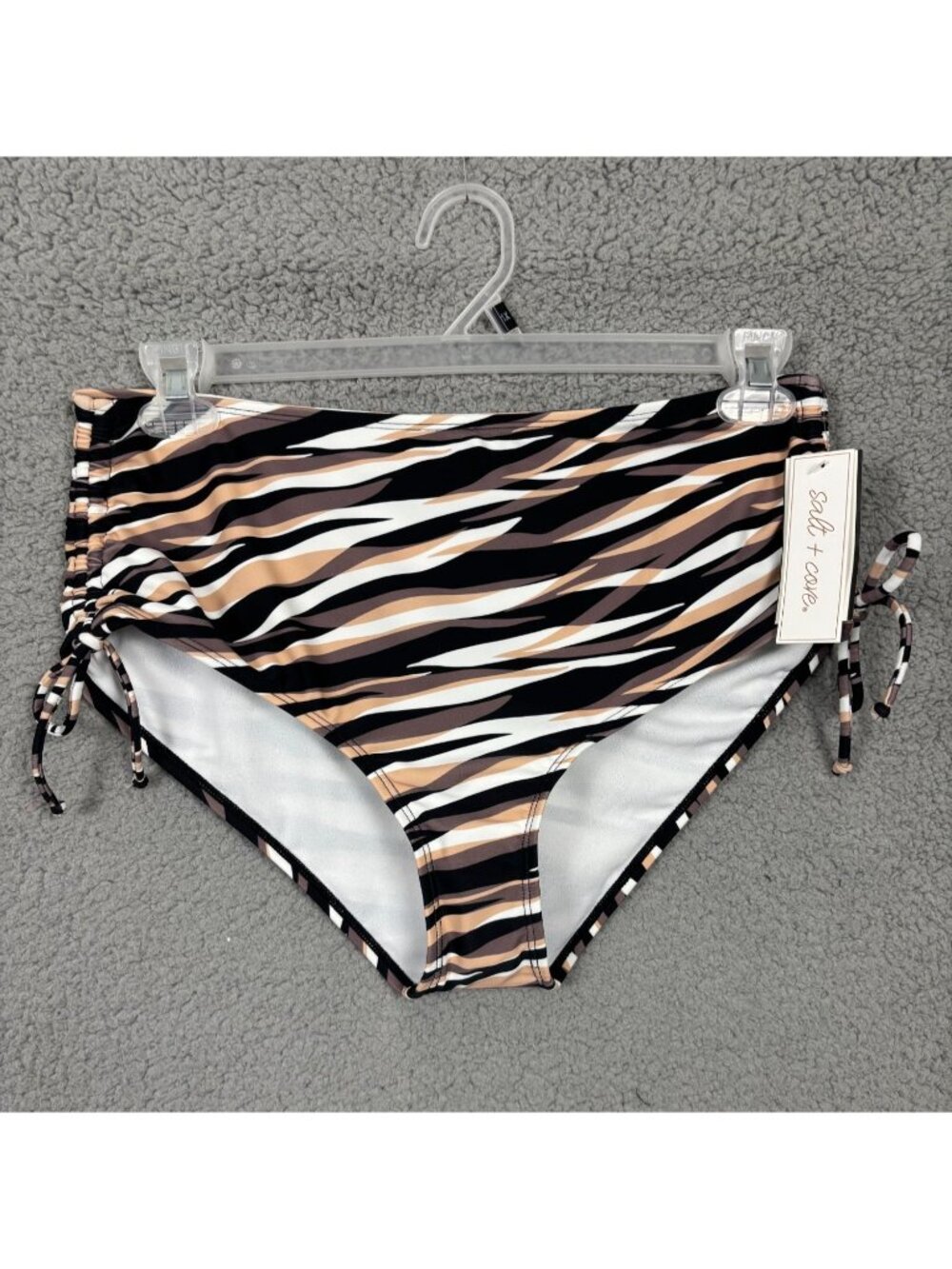 Salt + Cove Juniors' Tiger Striped Adjustable Sides Bikini Bottoms Multi XL NWTs